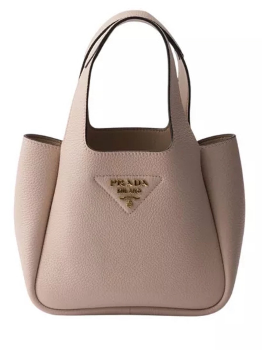 Prada Powder Mini Leather Handbag Gold Logo